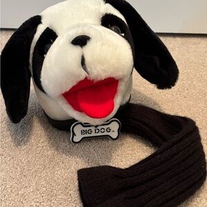 Big Dogs Plush Golf Club Cover Golfing Driver Black White Dog Vintage